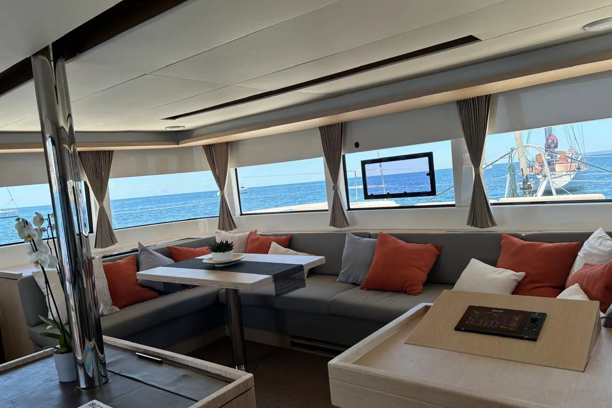 Salon of Patagonia, a Lagoon 50 catamaran at Ibiza, Spain