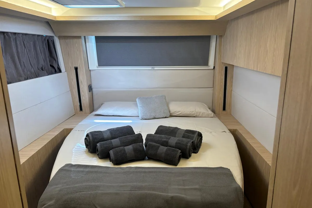 Cabin on Patagonia, a Lagoon 50 catamaran at Ibiza, Spain