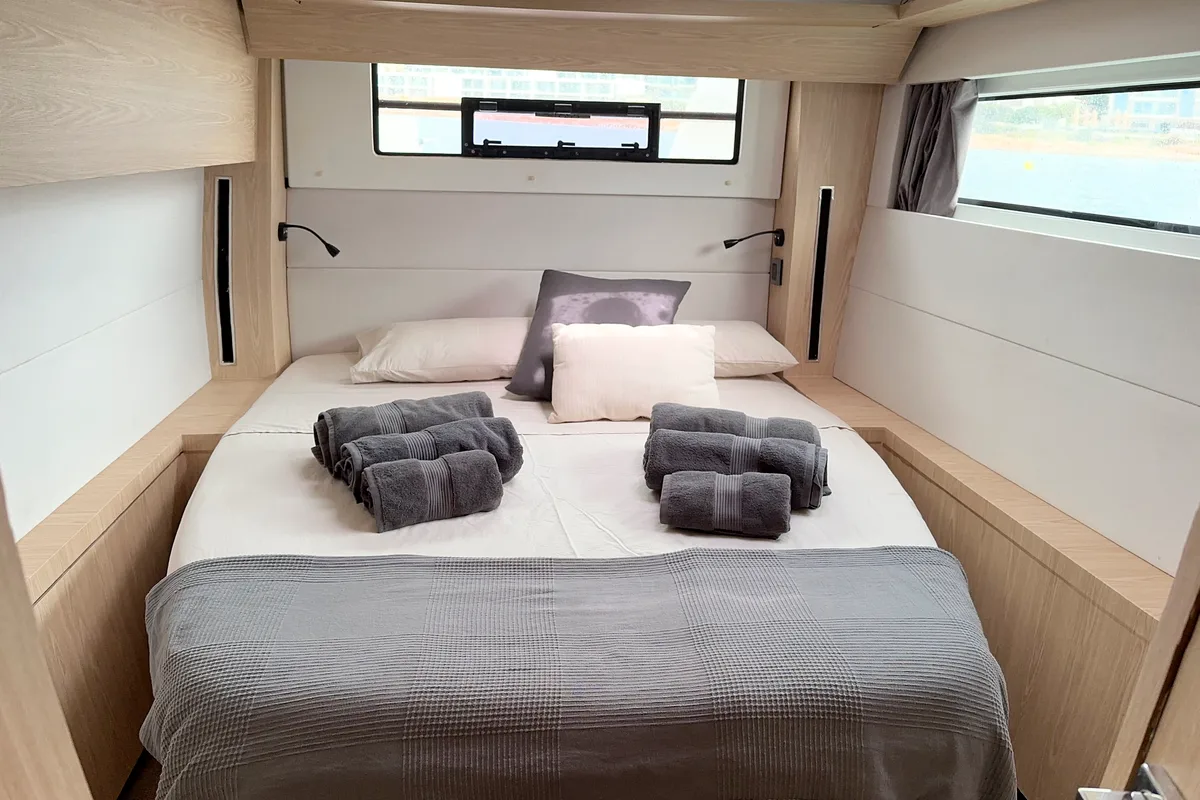 Cabin on Patagonia, a Lagoon 50 catamaran at Ibiza, Spain