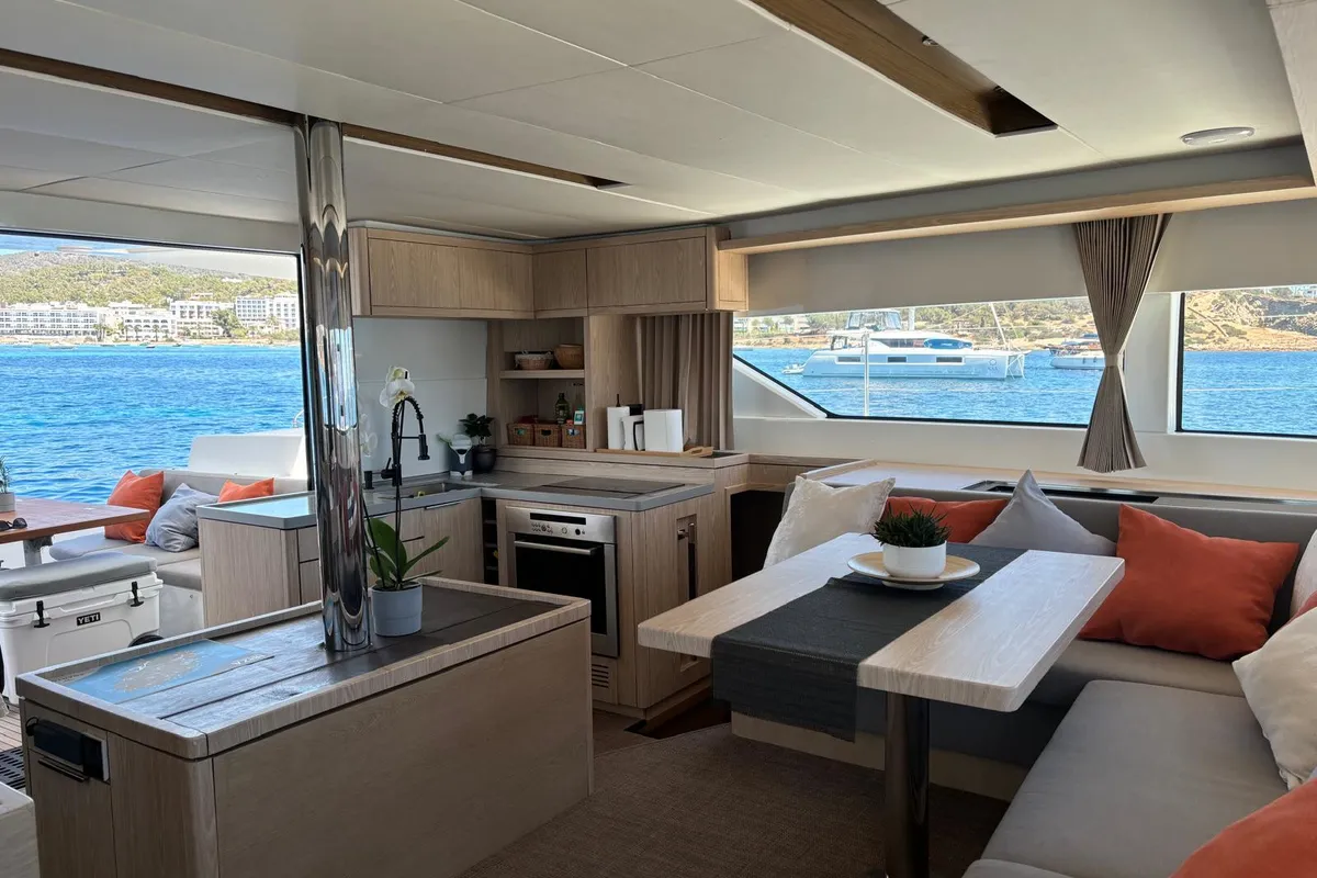 Galley of Patagonia, a Lagoon 50 catamaran at Ibiza, Spain