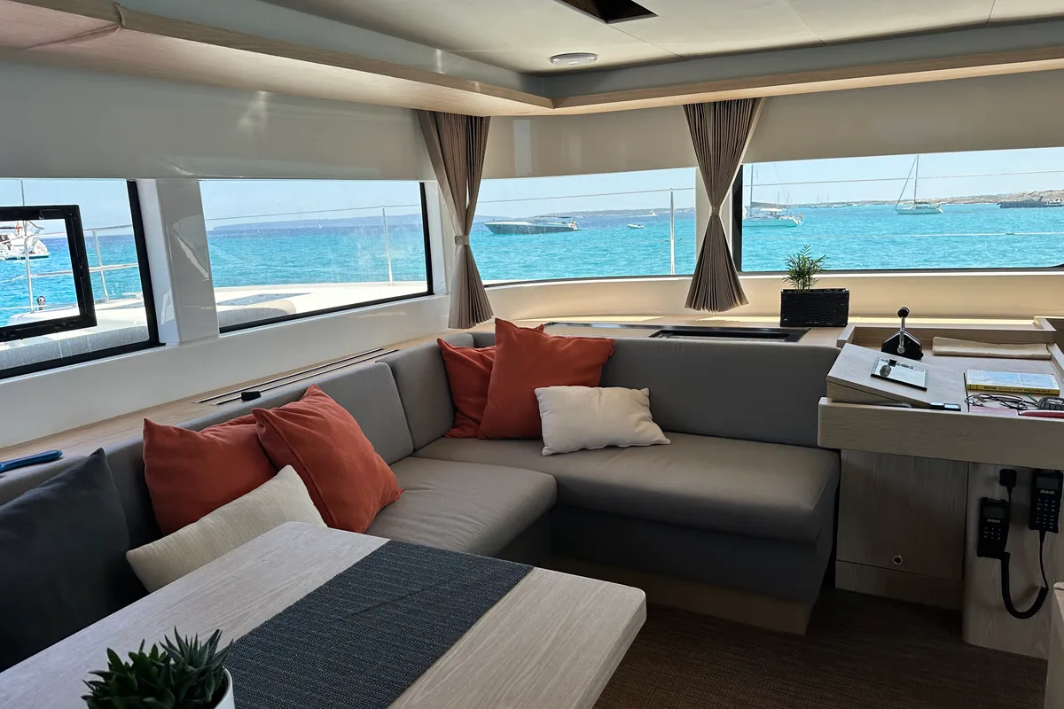 Salon of Patagonia, a Lagoon 50 catamaran at Ibiza, Spain