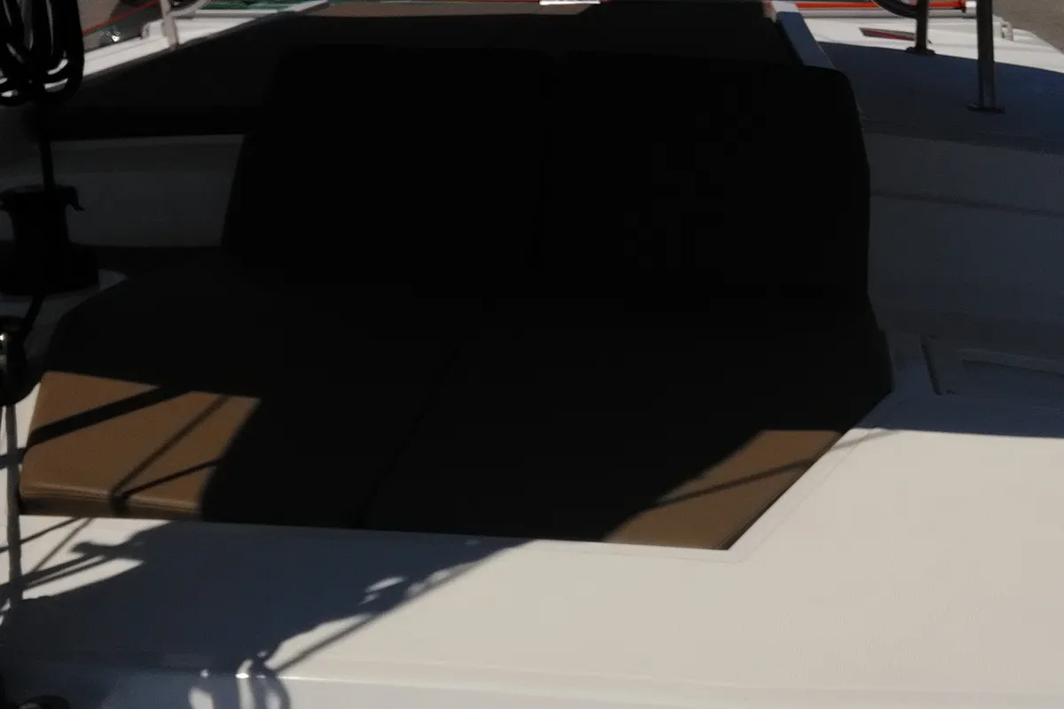 Deck of Double Kiss, a Bali 4.1 catamaran at Svoronata, Greece