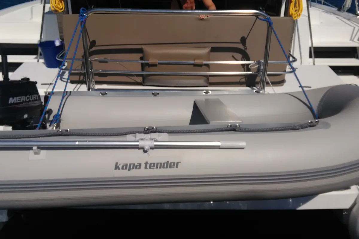 Double Kiss, a Bali 4.1 catamaran at Svoronata, Greece