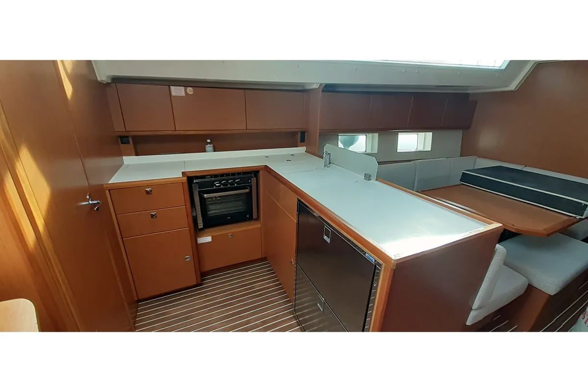 Galley of MARIA, a Bavaria C45 sailboat at Olbia, Italy