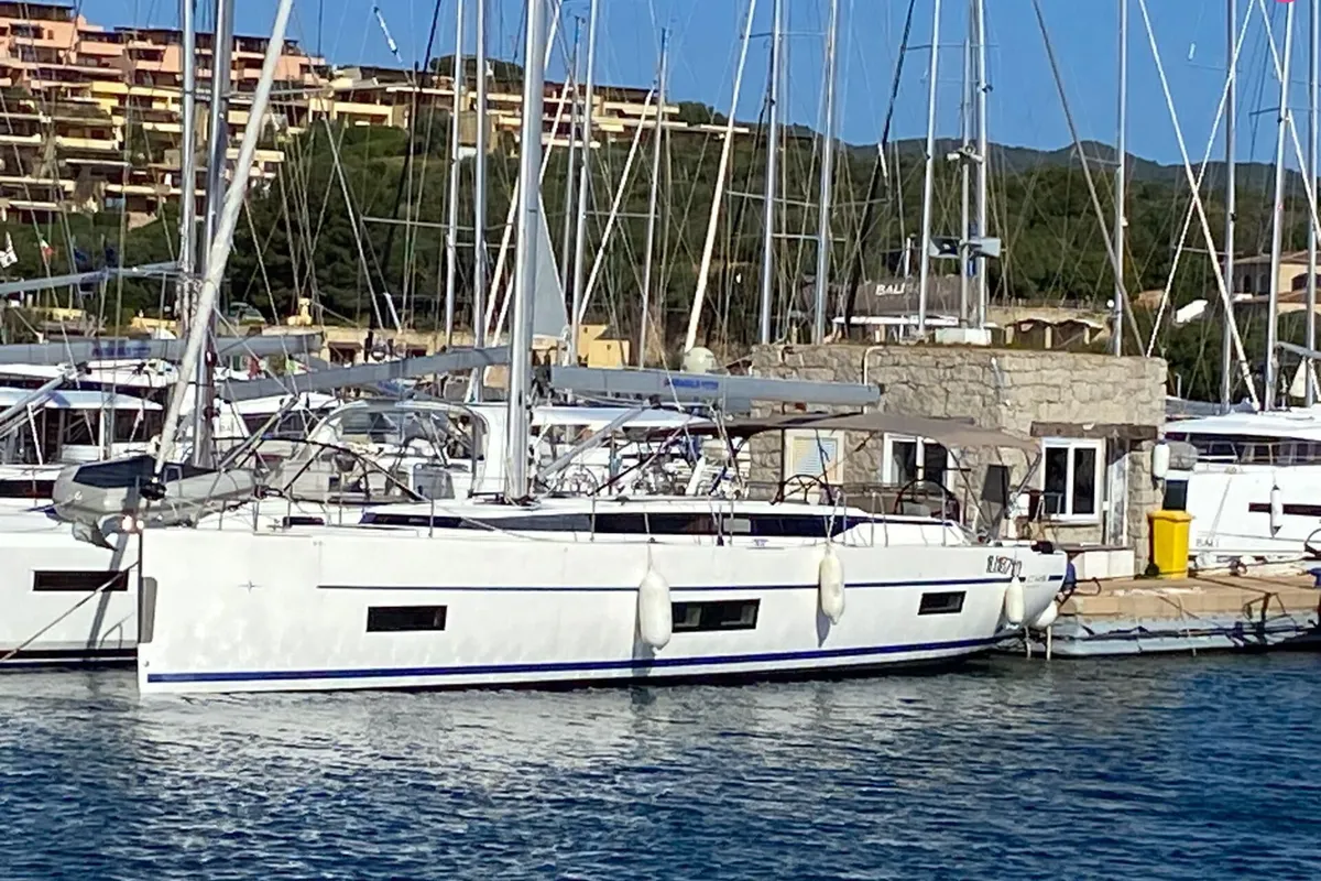 Exterior view of MARIA, a Bavaria C45 sailboat at Olbia, Italy