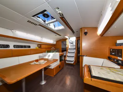 Salon of Pižulot, a Jeanneau Sun Odyssey 449 sailboat at Općina Sukošan, Croatia