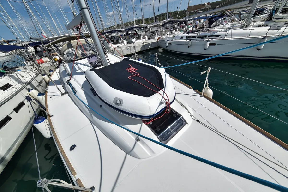 Deck of Pižulot, a Jeanneau Sun Odyssey 449 sailboat at Općina Sukošan, Croatia