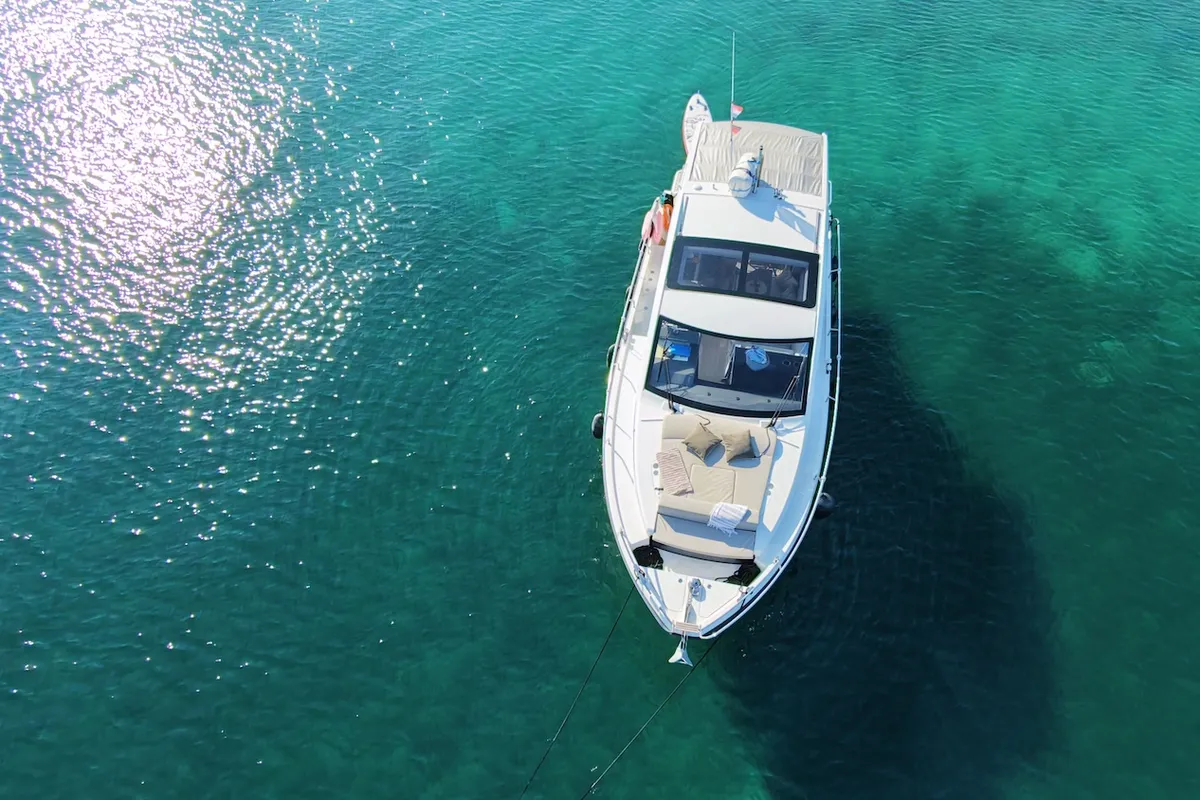 Min Maity, a Sealine C335 motorboat at Biograd na Moru, Croatia