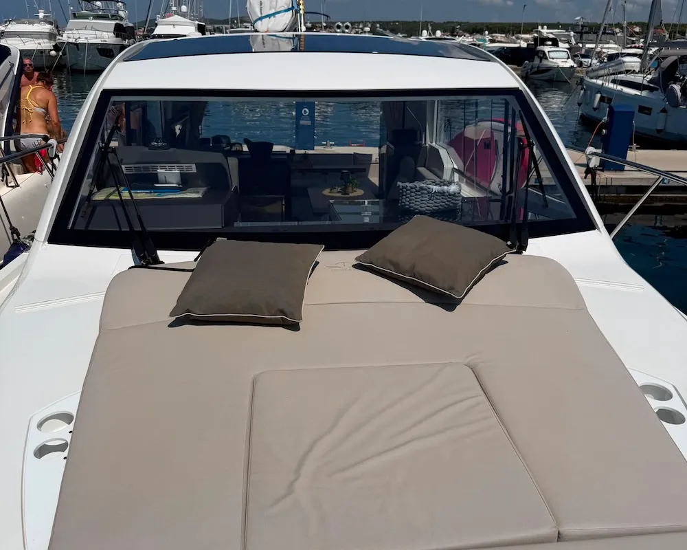 Min Maity, a Sealine C335 motorboat at Biograd na Moru, Croatia