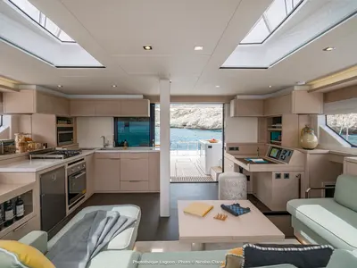 Galley of SAILUXE - Sami, a Lagoon 55 catamaran at Olbia, Italy