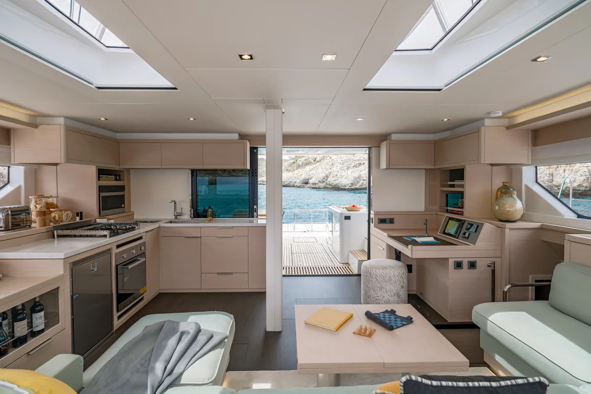 Galley of SAILUXE - Sami, a Lagoon 55 catamaran at Olbia, Italy