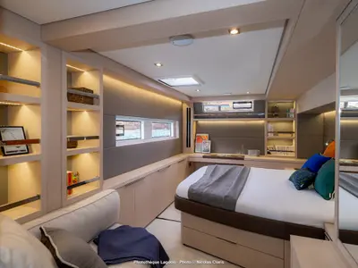 Cabin on SAILUXE - Sami, a Lagoon 55 catamaran at Olbia, Italy
