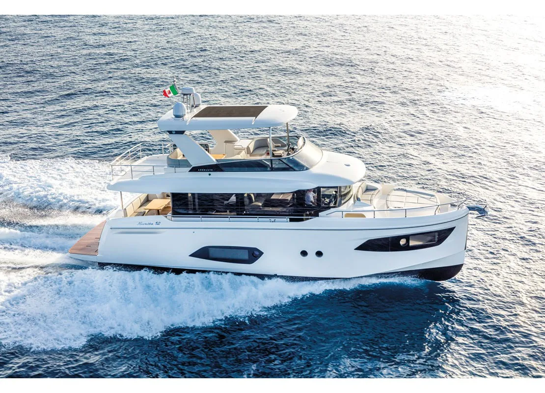 Exterior view of KAIROS, a Absolute Yachts Navetta 52 motorboat at Općina Rogoznica, Croatia