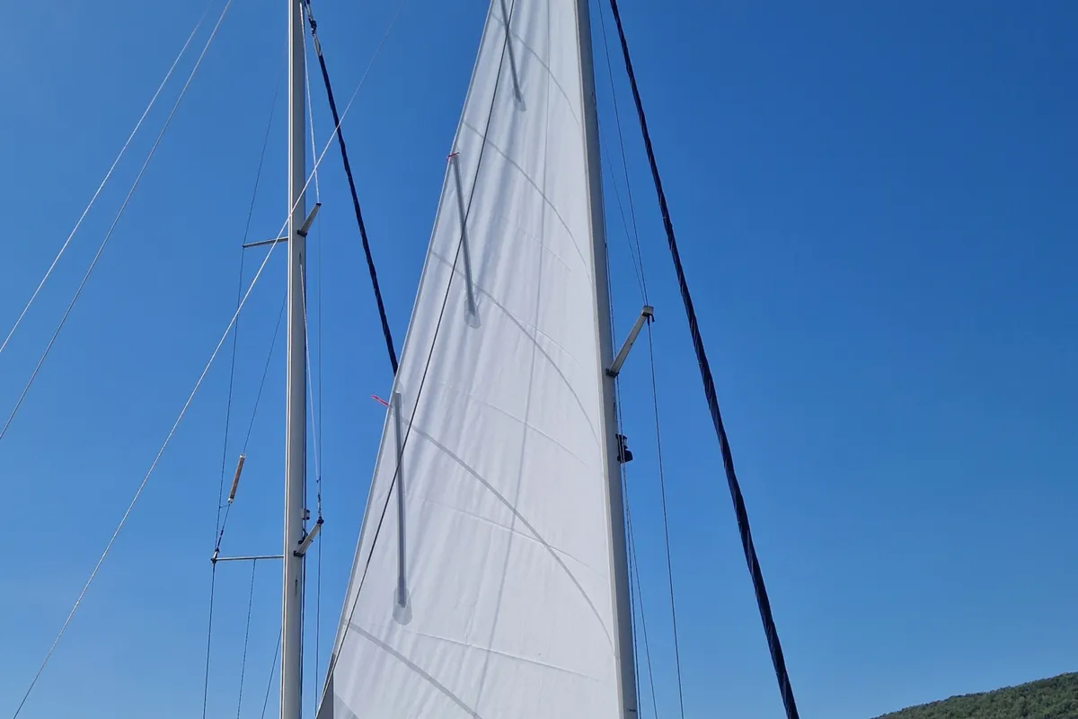 Exterior view of ANA, a Bavaria 30 Cruiser sailboat at Grad Labin, Croatia