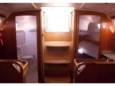 Salon of ANA, a Bavaria 30 Cruiser sailboat at Grad Labin, Croatia
