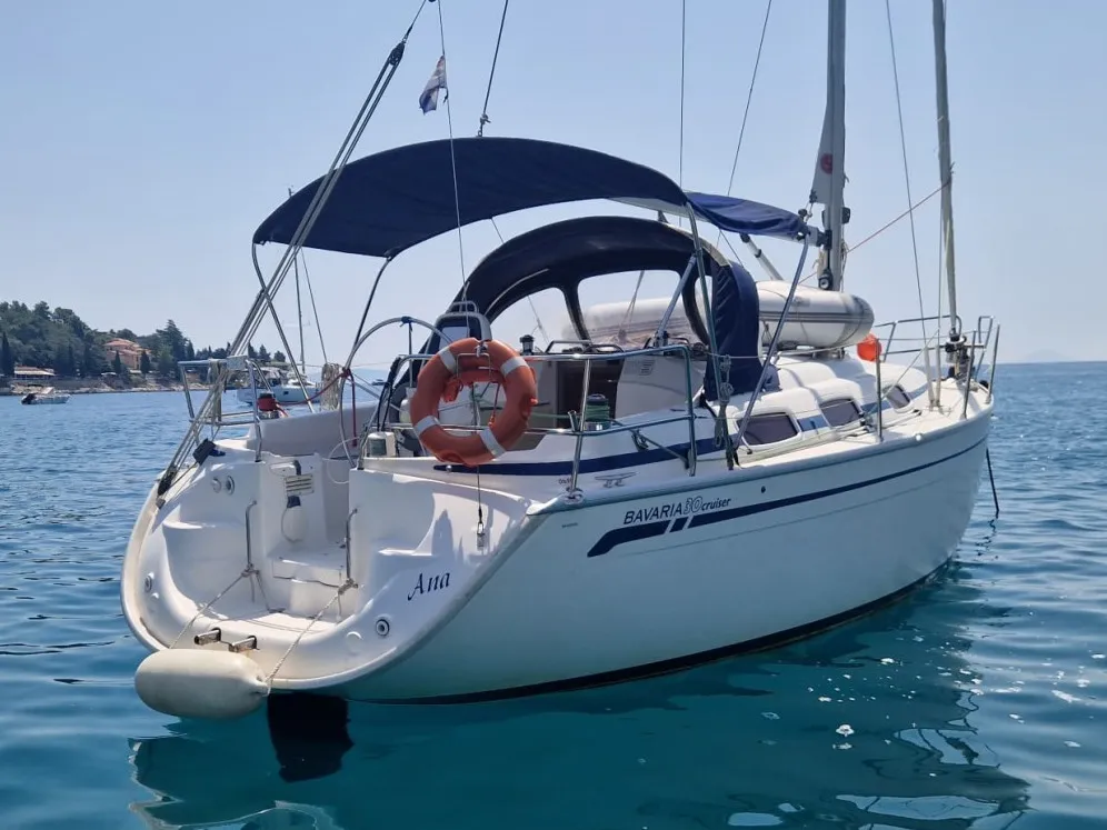 Exterior view of ANA, a Bavaria 30 Cruiser sailboat at Grad Labin, Croatia
