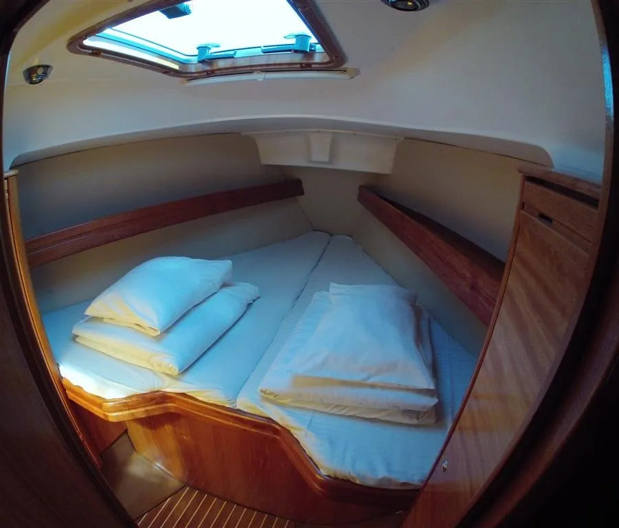 Cabin on ANA, a Bavaria 30 Cruiser sailboat at Grad Labin, Croatia