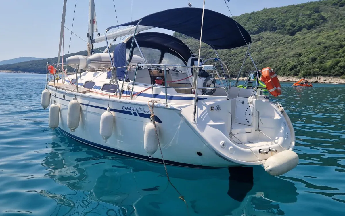 Exterior view of ANA, a Bavaria 30 Cruiser sailboat at Grad Labin, Croatia