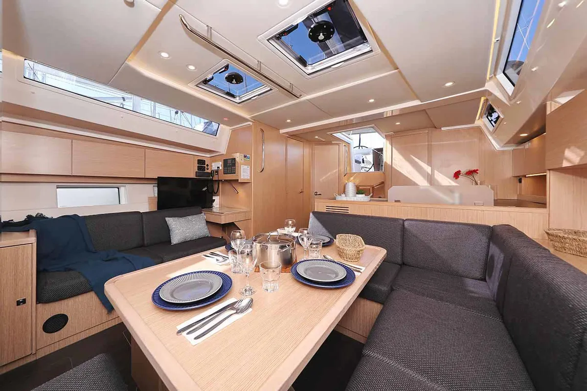 Salon of A.HO.I. one, a Bavaria C45 Holiday sailboat at Grad Biograd na Moru, Croatia