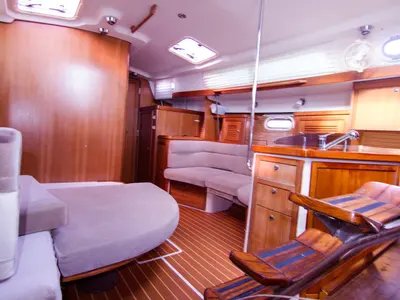 Salon of Vag Alame, a Catalina 375 sailboat at Mai Khao, Thailand