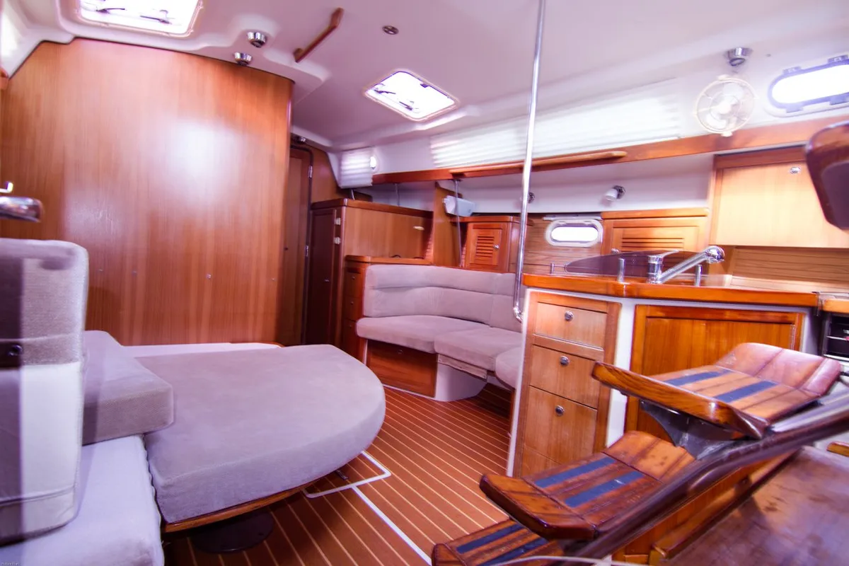 Salon of Vag Alame, a Catalina 375 sailboat at Mai Khao, Thailand