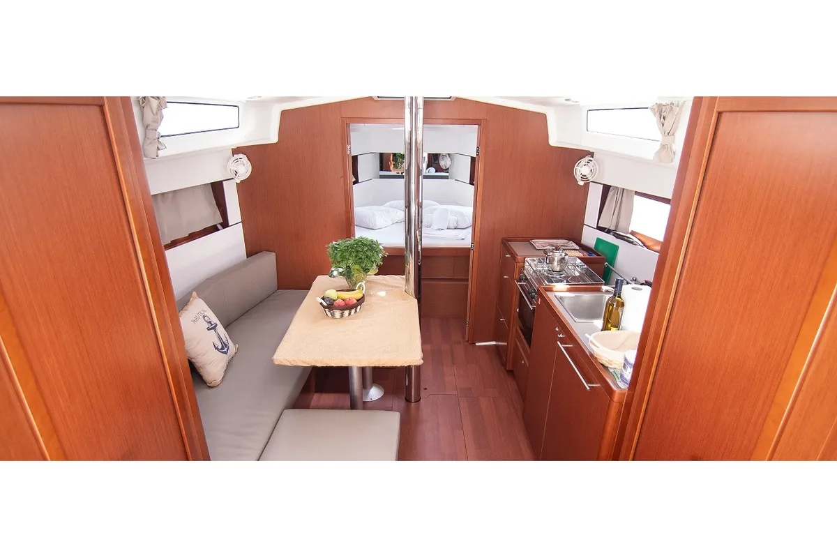 Salon of Marisa Sails 2025, a Beneteau Oceanis 38.1 sailboat at Municipal Unit of Lefkada, Greece