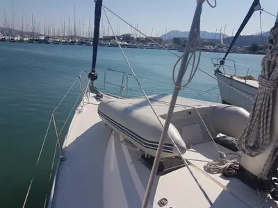 Deck of Bavaria Cr 41 Marea With Bow Thruster, a Bavaria Cruiser 41 sailboat at Municipal Unit of Lefkada, Greece