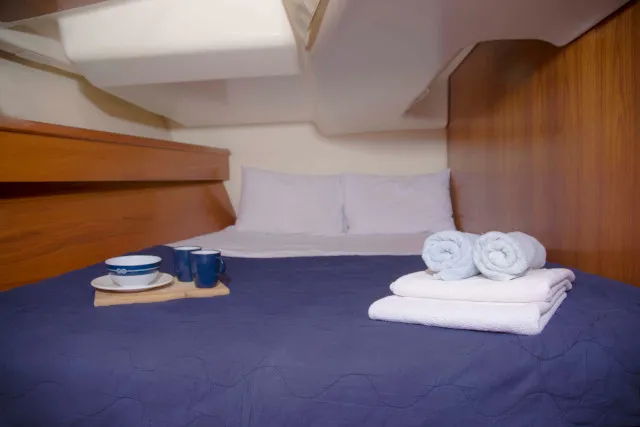 Cabin on Elpida, a Jeanneau Sun Odyssey 45 sailboat at Sithonia Municipal Unit, Greece