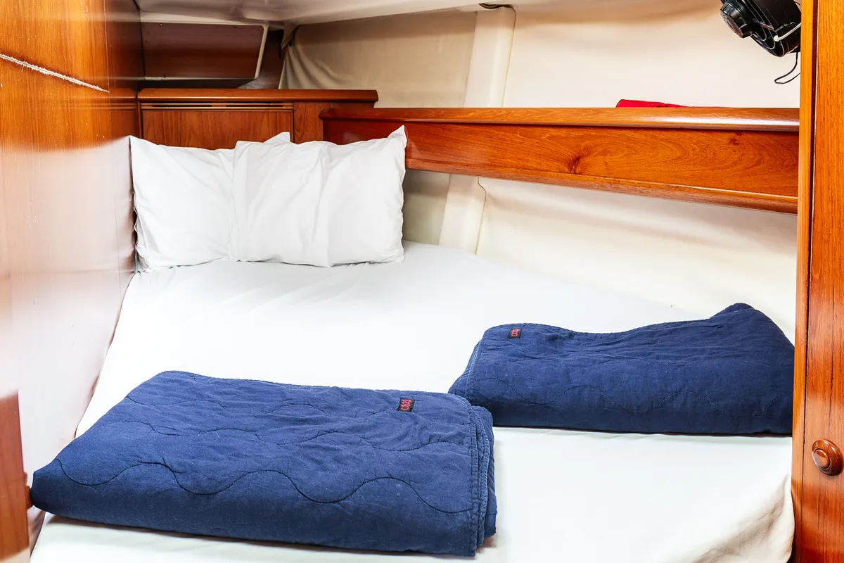 Cabin on Elpida, a Jeanneau Sun Odyssey 45 sailboat at Sithonia Municipal Unit, Greece