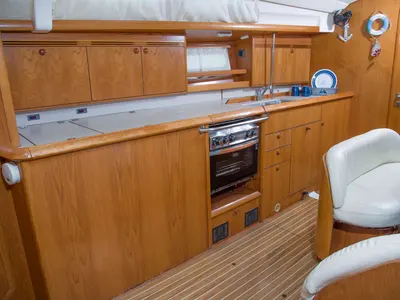 Galley of Elpida, a Jeanneau Sun Odyssey 45 sailboat at Sithonia Municipal Unit, Greece
