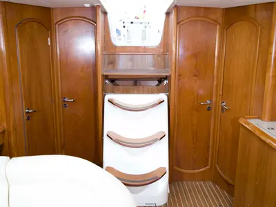 Salon of Elpida, a Jeanneau Sun Odyssey 45 sailboat at Sithonia Municipal Unit, Greece