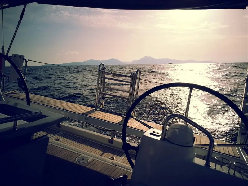 Salon of Warrior, a Beneteau Oceanis 41 sailboat at Kontokali, Greece