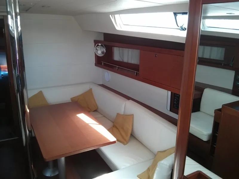 Salon of Warrior, a Beneteau Oceanis 41 sailboat at Kontokali, Greece