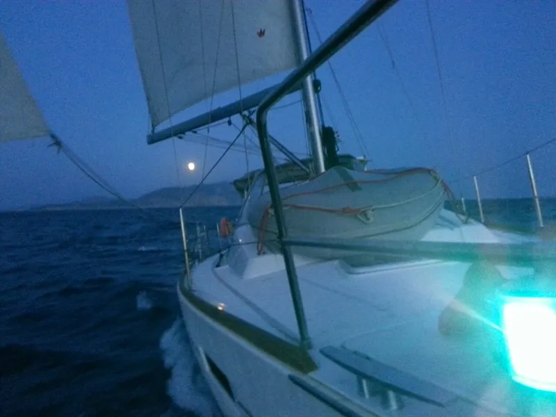 Exterior view of Warrior, a Beneteau Oceanis 41 sailboat at Kontokali, Greece