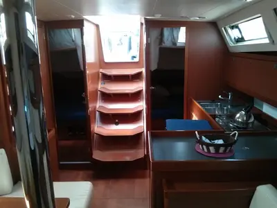 Galley of Warrior, a Beneteau Oceanis 41 sailboat at Kontokali, Greece