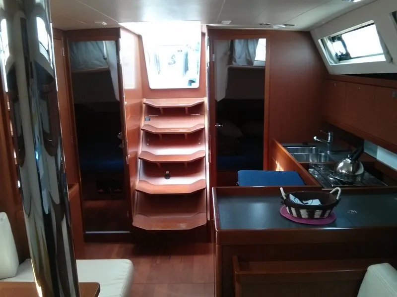 Galley of Warrior, a Beneteau Oceanis 41 sailboat at Kontokali, Greece