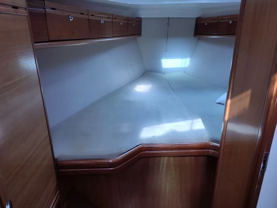 Cabin on Big Blue Horizon, a Bavaria 37 Cruiser sailboat at Kontokali, Greece