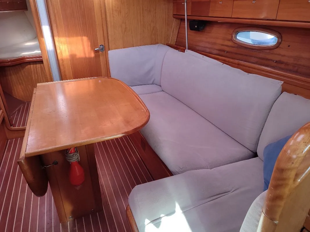 Salon of Big Blue Horizon, a Bavaria 37 Cruiser sailboat at Kontokali, Greece