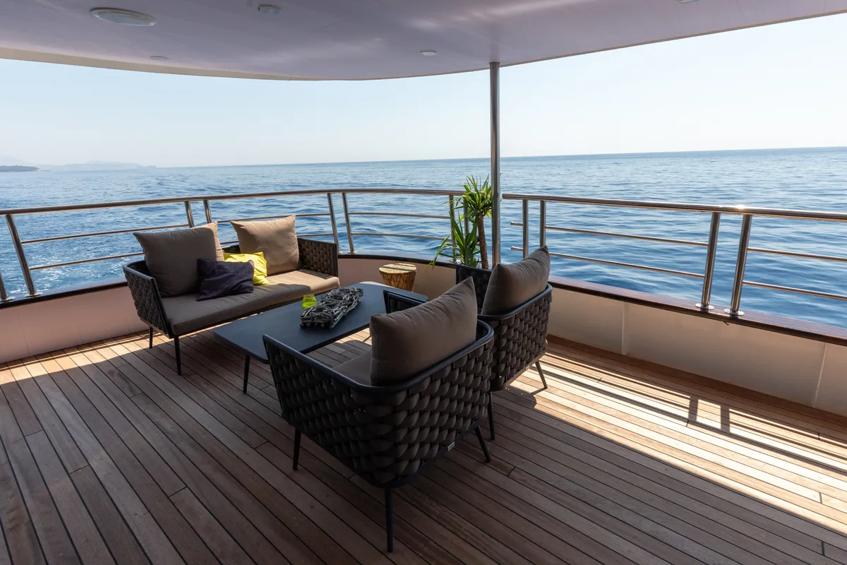 Deck of Antaris, a Gulet Luxury Motor Yacht motor yacht at Dubrovnik, Croatia