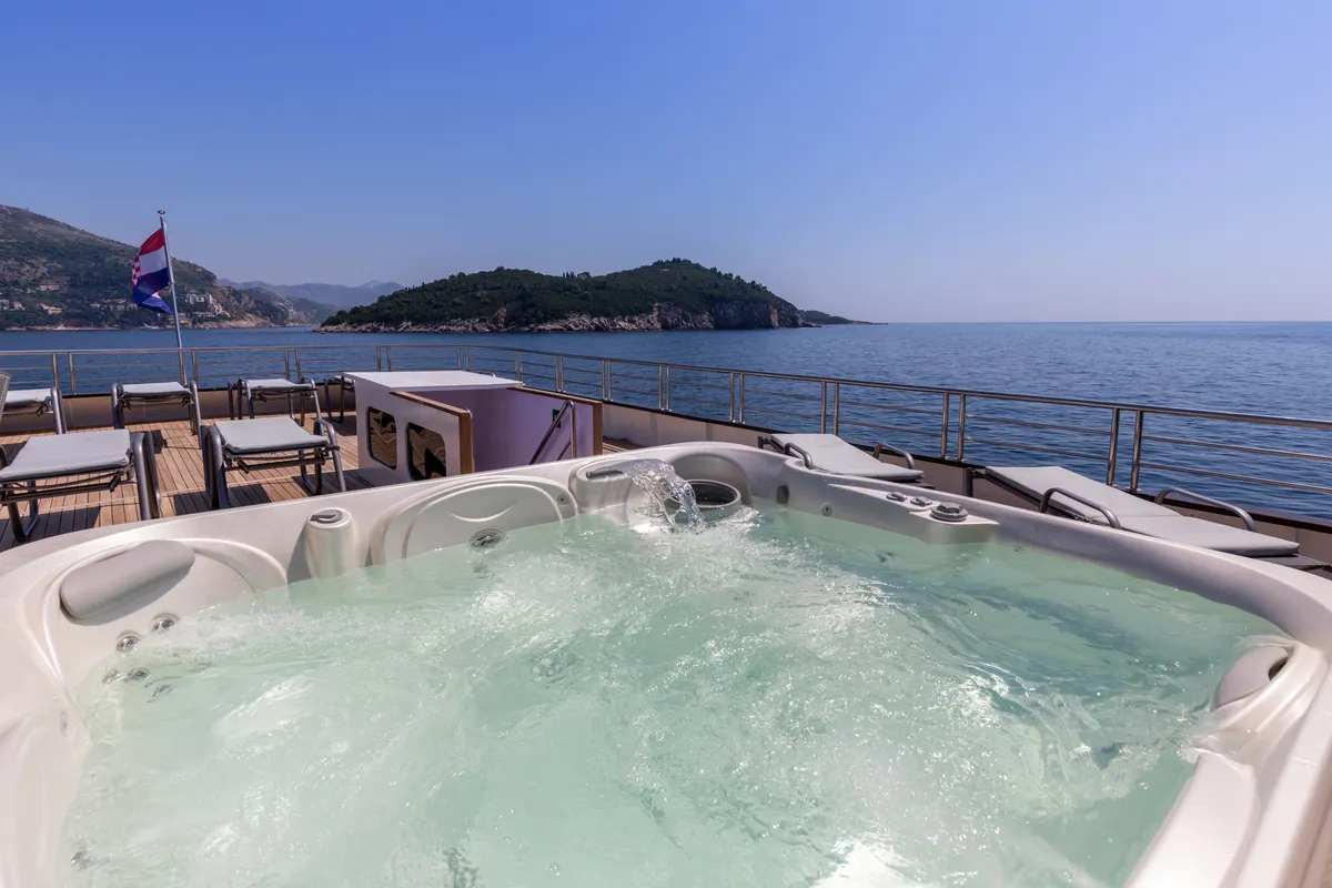 Deck of Antaris, a Gulet Luxury Motor Yacht motor yacht at Dubrovnik, Croatia