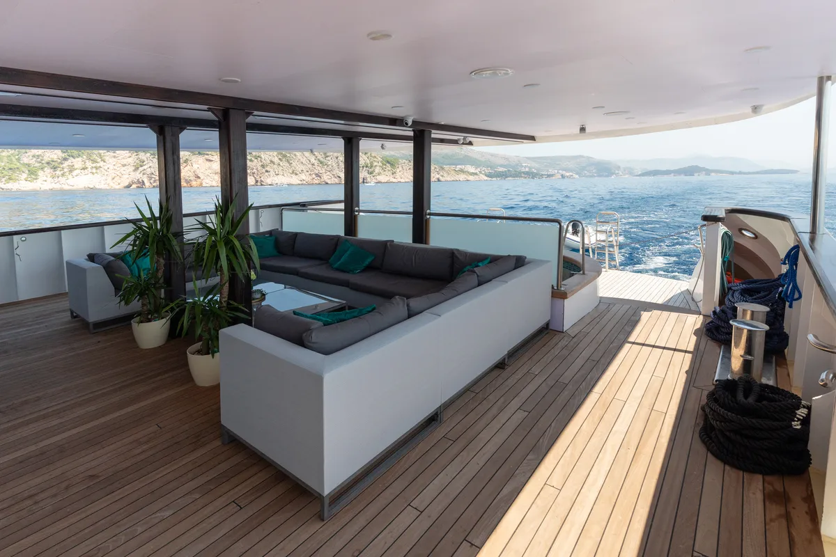 Deck of Antaris, a Gulet Luxury Motor Yacht motor yacht at Dubrovnik, Croatia