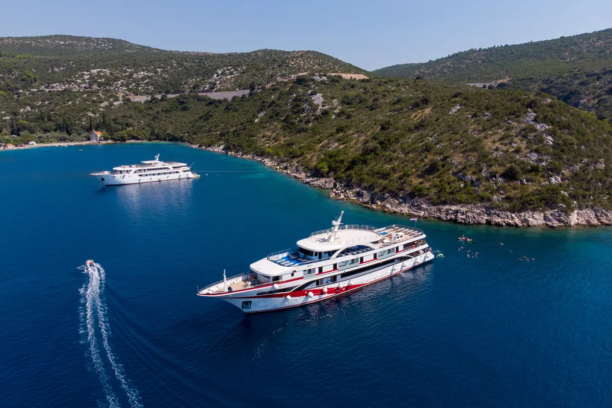 Exterior view of Antaris, a Gulet Luxury Motor Yacht motor yacht at Dubrovnik, Croatia