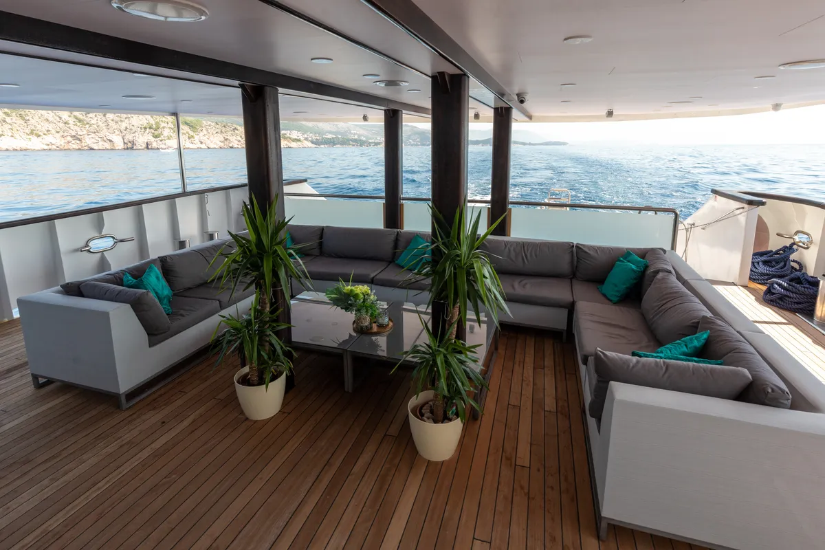 Deck of Antaris, a Gulet Luxury Motor Yacht motor yacht at Dubrovnik, Croatia