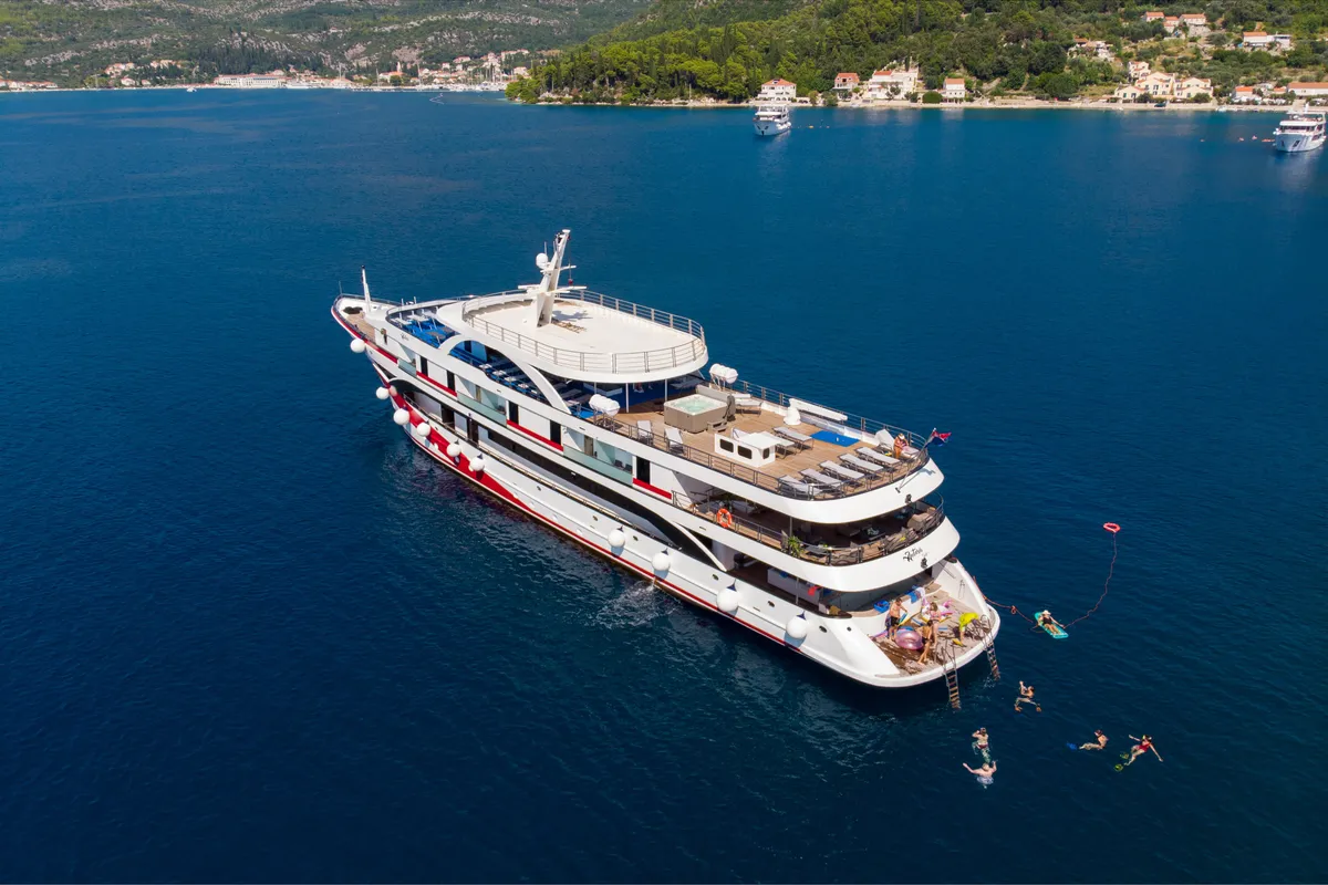 Exterior view of Antaris, a Gulet Luxury Motor Yacht motor yacht at Dubrovnik, Croatia