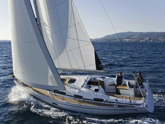 Exterior view of Evi, a Bavaria 34 sailboat at Municipal Unit of Lefkada, Greece