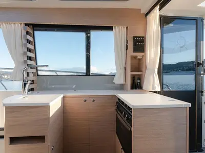 Galley of Timeless, a Viknes Skilso 35 Panorama motorboat at Općina Sukošan, Croatia