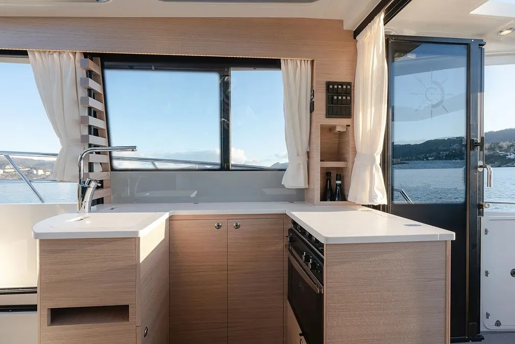 Galley of Timeless, a Viknes Skilso 35 Panorama motorboat at Općina Sukošan, Croatia