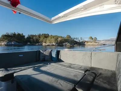 Deck of Timeless, a Viknes Skilso 35 Panorama motorboat at Općina Sukošan, Croatia