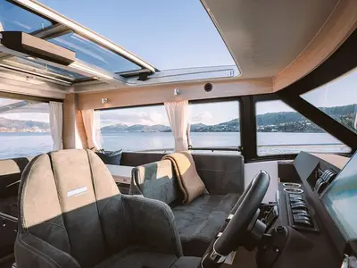 Cockpit of Timeless, a Viknes Skilso 35 Panorama motorboat at Općina Sukošan, Croatia