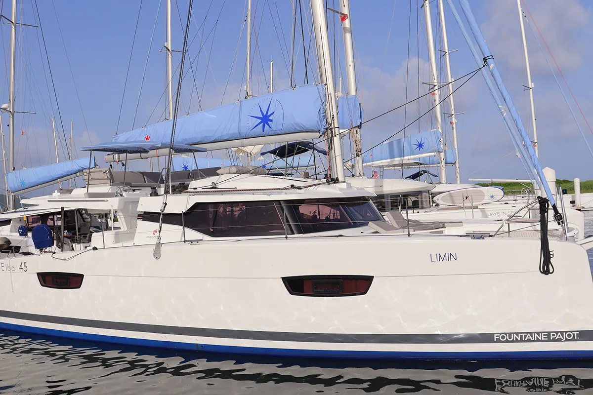 Limin'_X, a Fountaine Pajot Elba 45 catamaran at Road Town, British Virgin Islands